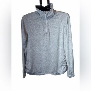 Cascade Sport Performance Gray Long Sleeve Half Zip Women's Top Large